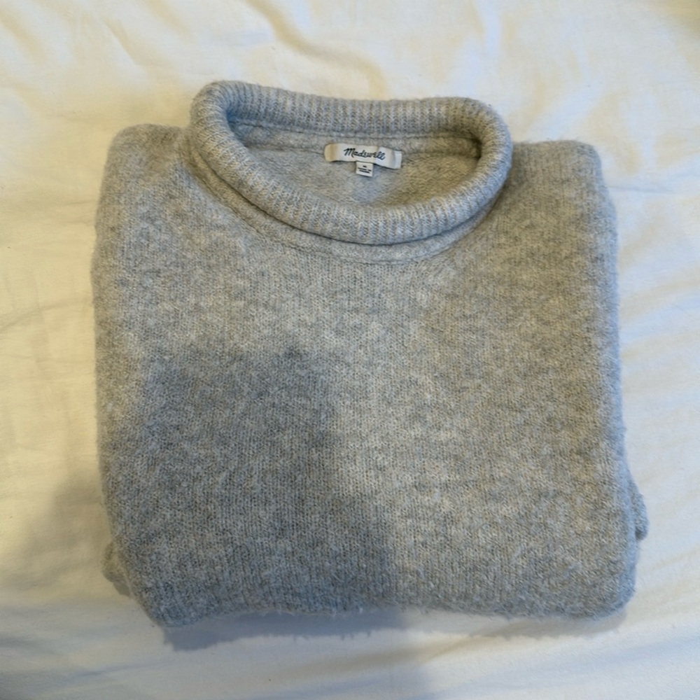 Madewell Roll Neck Sweater Light Grey Medium